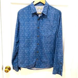 Hollister Y2K Mens Size Medium Casual Button Down Shirt Aztec Print Blue